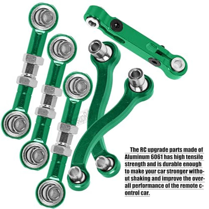 RC Aluminum Metal Turnbuckle Camber Links Toe Links with Rod Ends Steering Linkage Set Upgrade Parts for 1/18 LaTrax Teton,Desert Prerunner.Green(Replace 7636) - color: Green(7pcs)