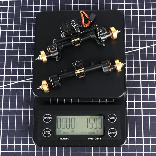 RCAWD 12mm Widen & 30% Upgrades 12T Gear SCX24 Portal Axle Set 160g & Brass Weights Hex, Shell & 8g RC Servo & Servo Mount for Bronco C10 Deadbolt Wrangler JLU CRC JT Gladiator Dodge Power Wagon