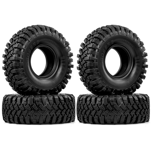1/10 RC Track Tire 1.9 Inch, Soft Rubber with Deep Tread and Foam Insert for TRX4 SCX10 Gen8 Crawler