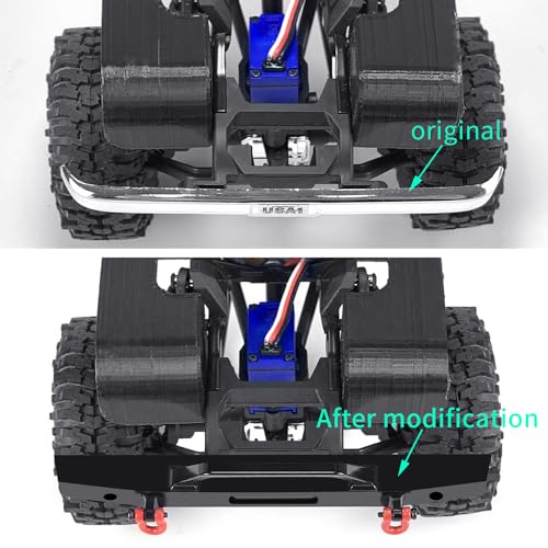 MOHERO Aluminum Front and Rear Bumper Set with Tow Hook for 1/18 TRX4M High Trail K10 RC Crawler Car Upgrade Part,(Front) - color: Front