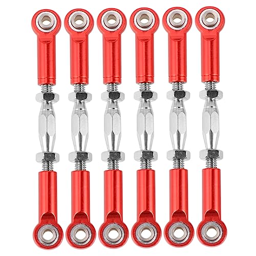 Alasum 6pcs Adjustable Aluminum Rod Linkage Steering Rods for Rc Redcat Hsp Racing Hpi Truck Buggy Upgrade Parts Red Easy to Install