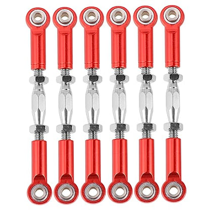 Alasum 6pcs Adjustable Aluminum Rod Linkage Steering Rods for Rc Redcat Hsp Racing Hpi Truck Buggy Upgrade Parts Red Easy to Install