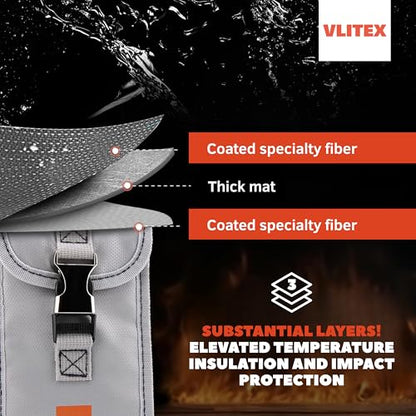 VLITEX Battery Storage Pouch | Engineered in Germany | Fireproof Layers | Safeguard Smartphones, Powerbanks, Lithium Batteries, Electronic Devices, etc. | Small Lipo Safe Bag