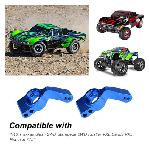 Hobbypark Aluminum Rear Stub Axle Carriers Upgrade Parts for 1/10 Traxxas Slash 2WD Stampede 2WD Rustler VXL Bandit VXL Replace 3752 - color: Navy Blue