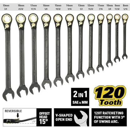 STARWORK TRUE MECHANIC™ 305-Piece Mechanics Tool Set with 120-Tooth Reversible Ratcheting Wrench Set, 1/4", 3/8", 1/2" Drive, Professional Metric Set - size: 305 PC