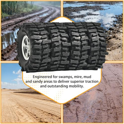 0.7” FS6 Super Soft Rubber Tires & CNC -1mm Offset Aluminum Beadlock Rims, 40×16mm Micro Crawler Wheels Tires Set for Axial SCX30 Redcat Ascent-32 1/30–1/32 RC Crawler, 4PCS Silver - color: Silver