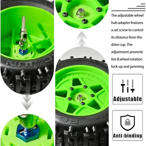 Aluminum 12mm Hex Wheel Hub 4Pcs w/Axle Pin M4 Flange Lock Nut Standard M3 M4 Nut 7mm Thickness Wheel Drive Adapter for 1/10 Traxxas HSP Redcat Rc4wd Tamiya Axial SCX10 WLtoy RC Car(25Pcs) - color: Blue, size: 7.0