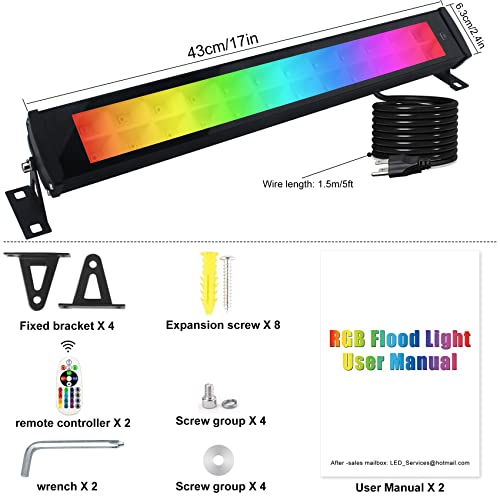 50W RGB Wall Washer Light, RGB Light bar, Warm 3000K & 16 Million Colors&Timing& Music Sync, with Remote & APP Control, for Commercial Lighting, Birthday Party, Garden Lighting, Wall Display - size: 50W RGB+Warm*1