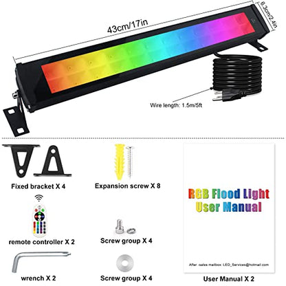 50W RGB Wall Washer Light, RGB Light bar, Warm 3000K & 16 Million Colors&Timing& Music Sync, with Remote & APP Control, for Commercial Lighting, Birthday Party, Garden Lighting, Wall Display - size: 50W RGB+Warm*1