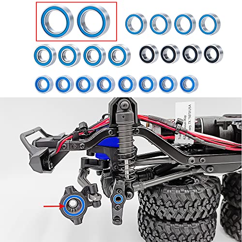22Pcs Metal Wheel Hubs Axle Blue Sealed Bearing Kit | For 1/18 TRX-4M Bronco, RC Crawler Car