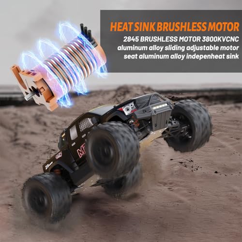 ZD Racing MT-16 1/16 Remote Control Truck Compatible with 3S Batteries, 2.4G Brushless 80KM/H RC Climbing Car Off Road RC Truck Buggy Mini Electric Rock Crawler Gift -RTR - style: ZD Racing MT-16 1/16, Black