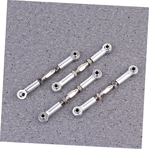 KOMBIUDA 6pcs Aluminum Turnbuckle Rod Linkage for Rc Car Steering Shaft Upgrade Compatible Rc Trucks Crawler Parts - color: Silver