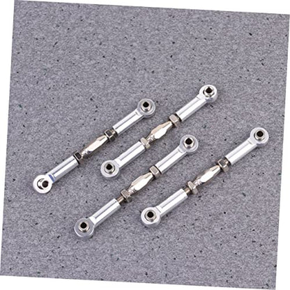 KOMBIUDA 6pcs Aluminum Turnbuckle Rod Linkage for Rc Car Steering Shaft Upgrade Compatible Rc Trucks Crawler Parts - color: Silver