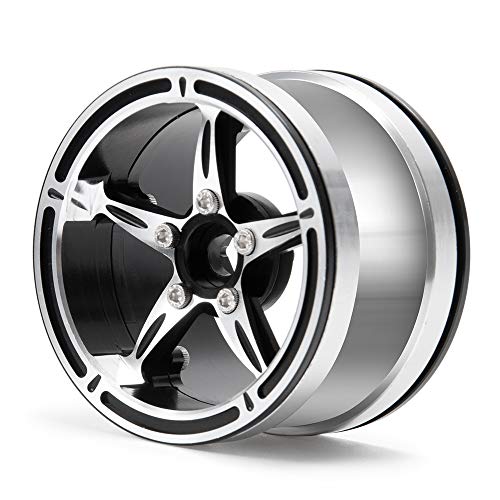 Aluminum Alloy 2.2" Beadlock Wheels/Rims for 1/10th RC Crawler Truck Car Axial Wraith-Pack of 4 (Silver+Black)