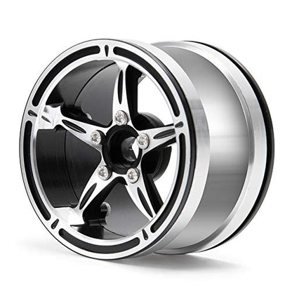 Aluminum Alloy 2.2" Beadlock Wheels/Rims for 1/10th RC Crawler Truck Car Axial Wraith-Pack of 4 (Silver+Black)