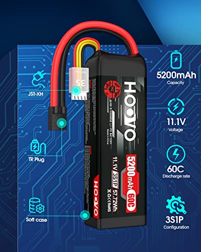 HOOVO 3S LiPo Battery 11.1V 5200mAh 60C TR Plug Softcase RC Battery | for RC Car RC Truck Airplane Helicopter Boat Racing RC Hobby