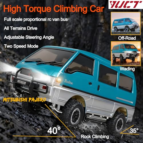1/12 Scale Mitsubishi Delica RC Van 4WD Rock Crawler with Two Batteries | L300 4WD RC Crawler 4x4 - color: Ld1296-blue