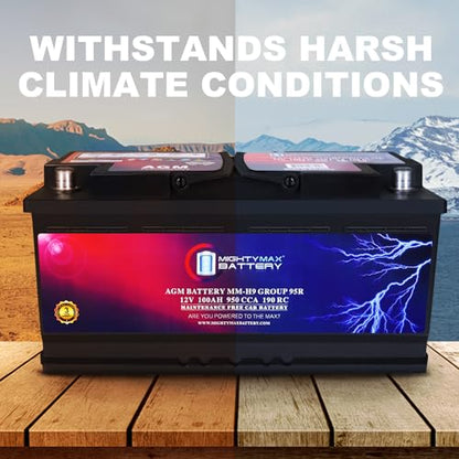 Mighty Max Battery MM-H9 Start and Stop Car BCI Group 95R 12V 100AH, 190RC, 950CCA Rechargeable AGM Car Battery - style: Group 95R
