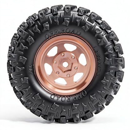 1.3” Aluminum Beadlock Wheels & Mud Terrain Tires Set for 1/18 1/24, -7.6mm Offset RC Crawler Car Fits TRX4M, Axial SCX24 AX24, Redcat Ascent-18, FCX24, 66 x 26mm, Pre-Assembled, 4 pcs Glod - color: Copper
