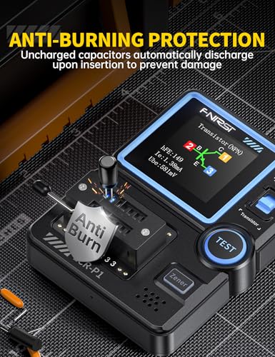 FNIRSI LCR-P1 Transistor Tester, LCR Meter, Capacitor Tester, Auto Test | MOSFET/PNP/NPN, Diode/Zener, R/L/C & ESR Meter, SMD Adapter, NEC IR Remote Decode, Battery Test, USB-C Rechargeable