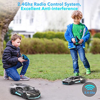 MIEBELY Remote Control Car, Bugatti Divo 1/16 Scale Rc Cars 12Km/h, 2.4Ghz Licensed Model Car 7.4V 500mAh Toy Car Headlight for Adults Boys Girls Age 6-12 Years Birthday Ideas Gift | Official licensed;anti-interference control;LED lights & 500mAh lithium;