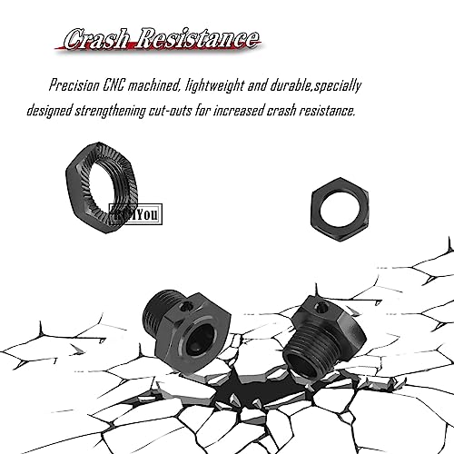 17mm Wheel Hex/Nuts & Wheel Wrench Upgrades Part for 1/7 Infraction 6s BLX/Mojave 6s BLX/Limitless 1/8 Typhon 6S BLX,Aluminum Hex Hub Adapters Hops Up,Black - color: Black - Upgrades Part