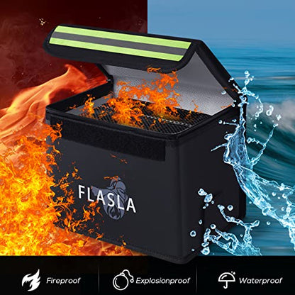 FLASLD Fireproof Explosionproof Lipo Bag with Charge Port - Large Capacity Lipo Battery Storage Guard Safe Pouch