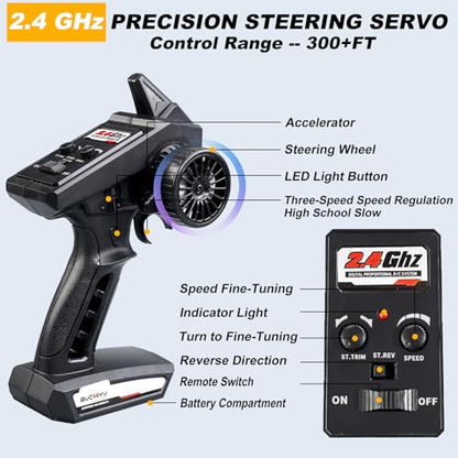1:16 Scale All-Terrain RC Car for Adults - 40+KM/H High Speed 4WD Off-Road Remote Control Truck with 2 Rechargeable Batteries, 2.4GHz Electric Toy Vehicle Gift for Teens and 14+ (1:16 Scale)