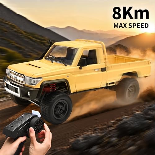 RZAPE RC Rock Crawler MN-82 1/12 RC Crawler Off-Road RC Truck 4x4 (Yellow | Diecast Car With 2.4GHz Remote Control 280 Brushed Motor All Terrain Truck RTR Proportional Throttle Steering - color: Yellow