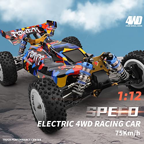 GoolRC WLtoys 124007 Brushless RC Cars, 1:12 Scale Remote Control Car, 4WD 75km/h High Speed Racing Car, 2.4GHz All Terrain Off Road RC Truck RTR with Metal Chassis for Adults