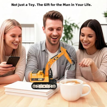 mini RC Excavator Toy 1:64 Remote Control Alloy Construction Vehicle | Die-cast metal forklift model with remote/APP control,STEM building kit, abuot 1 hour playtime,gift for kids and adults - style: mini Excavator