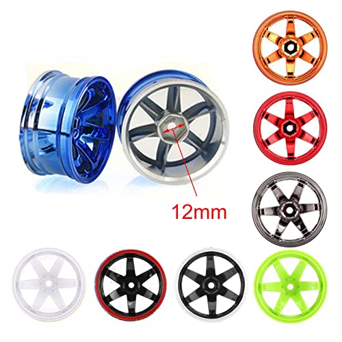RC Plastic Wheel and Tire Set, 63mm Hard Tyres for 1/10 Drift Car HSP Tamiya HPI Kyosho On-Road Drifting Car (White) - color: White