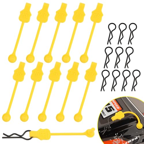 1.0mm RC Cars Body Clips with Pull Tabs for Universal 1/14 1/16 1/18 SCX24 Remote Control Car Compatible with Redcat HPI Himoto HSP Exceed Truck Buggy(10 Pieces,Yellow) - color: Yellow
