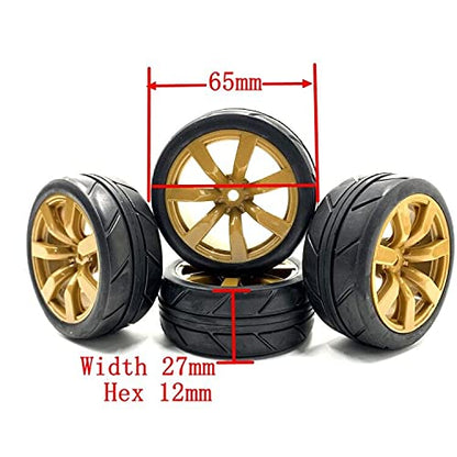 1/10 Scale OnRoad Rubber Tires & Wheels Rims Hex Hub 12mm(no glued) for RC Touring Car Tyre(4pcs/Set)