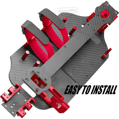 Carbon Fiber Chassis Upgrades Part for 1/10 F0rd F15O Rapt0r R 101076-4,RC Chassis Protect Armor Skid Plate Guard,Red - color: Red(1set)