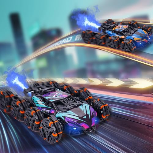 Cool 8 Wheels Hand Controlled rc Stunt Car Toys, Gesture Sensing Remote Control Cars for Boys Age 6 7 8-12 13 14 Year Old, Birthday Gifts Ideas Blue and Purple