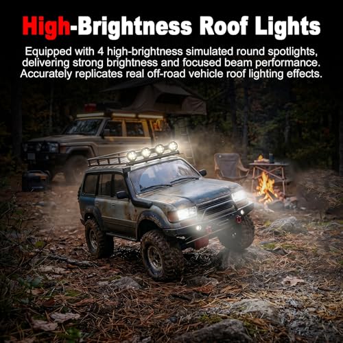 Jiawu RC Car Light Bar Kit, 4 LEDs Lights Roof Lights, Headlight Universal for 1/12 1/14 /16/18 RC Crawler Off Road Car Truck Accessories, Pre Wired Plug and Play