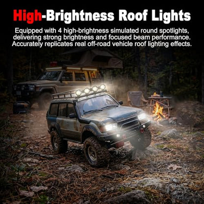 Jiawu RC Car Light Bar Kit, 4 LEDs Lights Roof Lights, Headlight Universal for 1/12 1/14 /16/18 RC Crawler Off Road Car Truck Accessories, Pre Wired Plug and Play