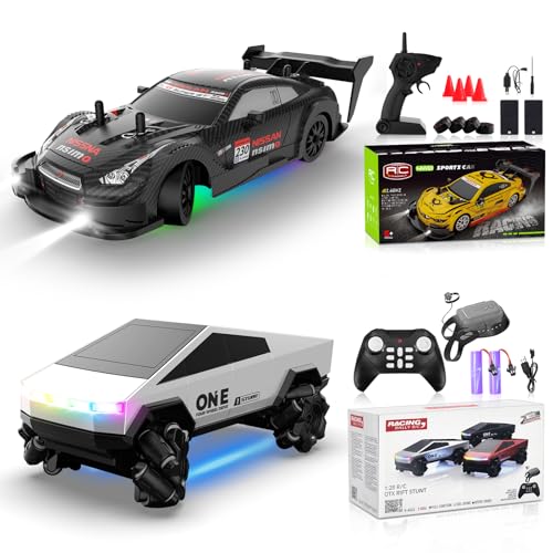 RC Drift Car 1/20 Scale 2.4GHz 4WD Remote Control Cars with Led Lights 22KM/H High Speed &1/28 Scale Gesture Sensing RC Stunt Cars Toys for 6-12 Years Old Boys Girls
