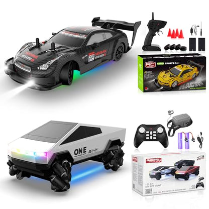RC Drift Car 1/20 Scale 2.4GHz 4WD Remote Control Cars with Led Lights 22KM/H High Speed &1/28 Scale Gesture Sensing RC Stunt Cars Toys for 6-12 Years Old Boys Girls
