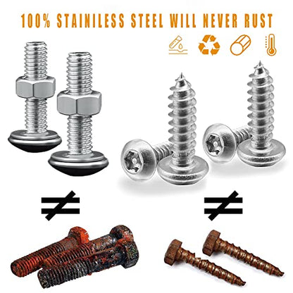 Anti Theft License Plate Screws, Anti Theft License Plate Frame Bolts Tamper Resistant Fasteners, Stainless Steel License Plate Screws, 1/4"(M6) Security Screw Set for Car License Plates - color: style 1