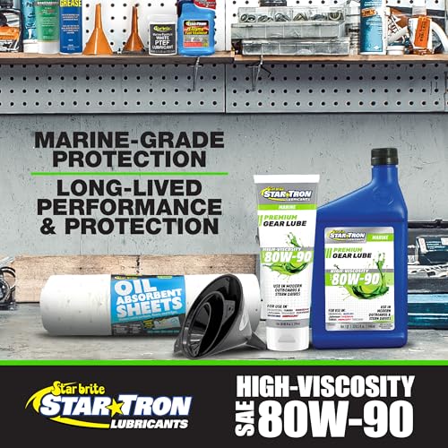 STAR BRITE Star Tron High Viscosity 80W90 Lower Unit Gear Lube | Anti-wear additives, rust and corrosion inhibitors, recommended for Mercury, Evinrude, Yamaha, Suzuki and Volvo engines - size: 32 Oz Quart, style: 80W-90W Mineral
