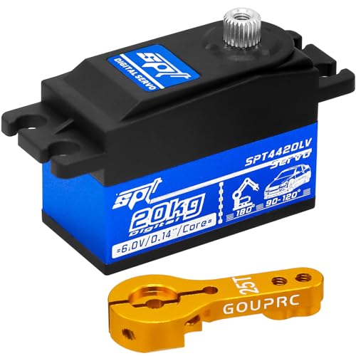 GOUPRC 20kg Low Profile Servo High Torque of Metal Gear Digital Servo with 25T Metal Arm for 1/8 1/10 1/12 RC Model DIY Car Robot - style: 20KG servo *1