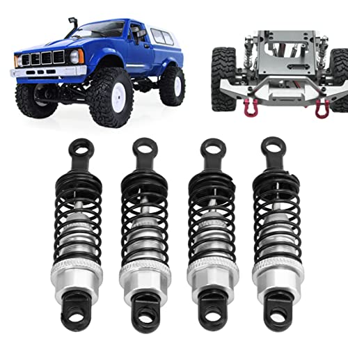 4Pcs RC Shock Absorbers, 64mm Aluminum Alloy Shock Absorber Oil Damper Adjustable Remote Control with Shock Mount Silver - size: Silver