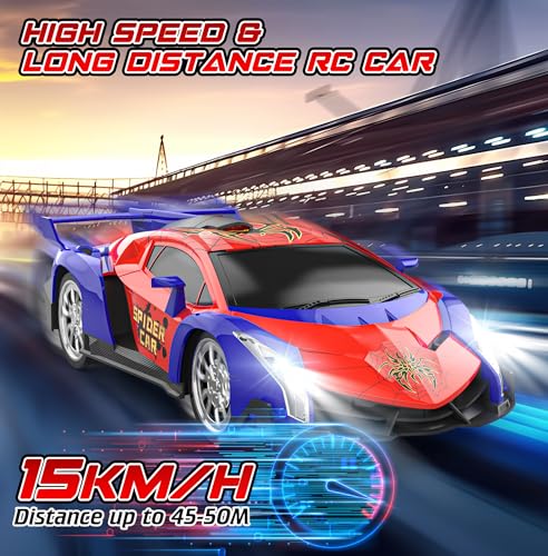 Growsland Remote Control Car, 2.4Ghz Rc Cars for Boys 4-7 8-12, Electric Kids Toys for Kids with Cool LED Lights, Rechargeable Hobby Race Cars Toys for Boys Girls Ages 4-6 5-7 6-8 8-12 Birthday Gift - color: Red1-rechargeable