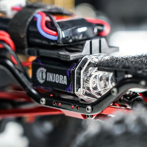 INJORA Aluminum Acrylic Transmission with 050 Brushed Motor 50T for 1/24 RC Crawler SCX24 Upgrade