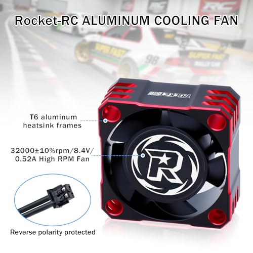 Surpass Hobby 25mm RC Cooling Fan 32000RPM RC Car Fan for 1/10, 1/8, 1/12 Scale RC Car Turbo ESC (Black Red) - color: Black Red