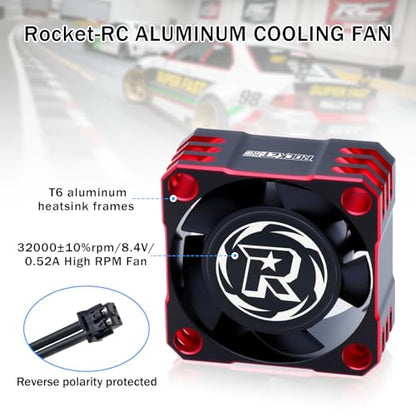 Surpass Hobby 25mm RC Cooling Fan 32000RPM RC Car Fan for 1/10, 1/8, 1/12 Scale RC Car Turbo ESC (Black Red) - color: Black Red