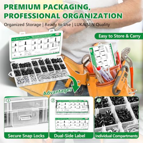 638Pcs Universal RC Screw Assortment Kit, 10.9 Grade Carbon Steel | High Tensile, For Traxxas Redcat Arrma Axial RC4WD HSP HPI SCX10 Losi 1/8 1/10 1/12 1/16 1/20 Scale RC Crawler Cars Trucks