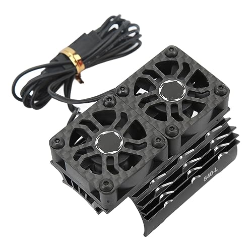 RC Motor Fan Cooling Heatsink, 8.4V 36mm Dual Cooling Fans RC Motor Heatsink Cover 28000RPM for Replacement (Black)